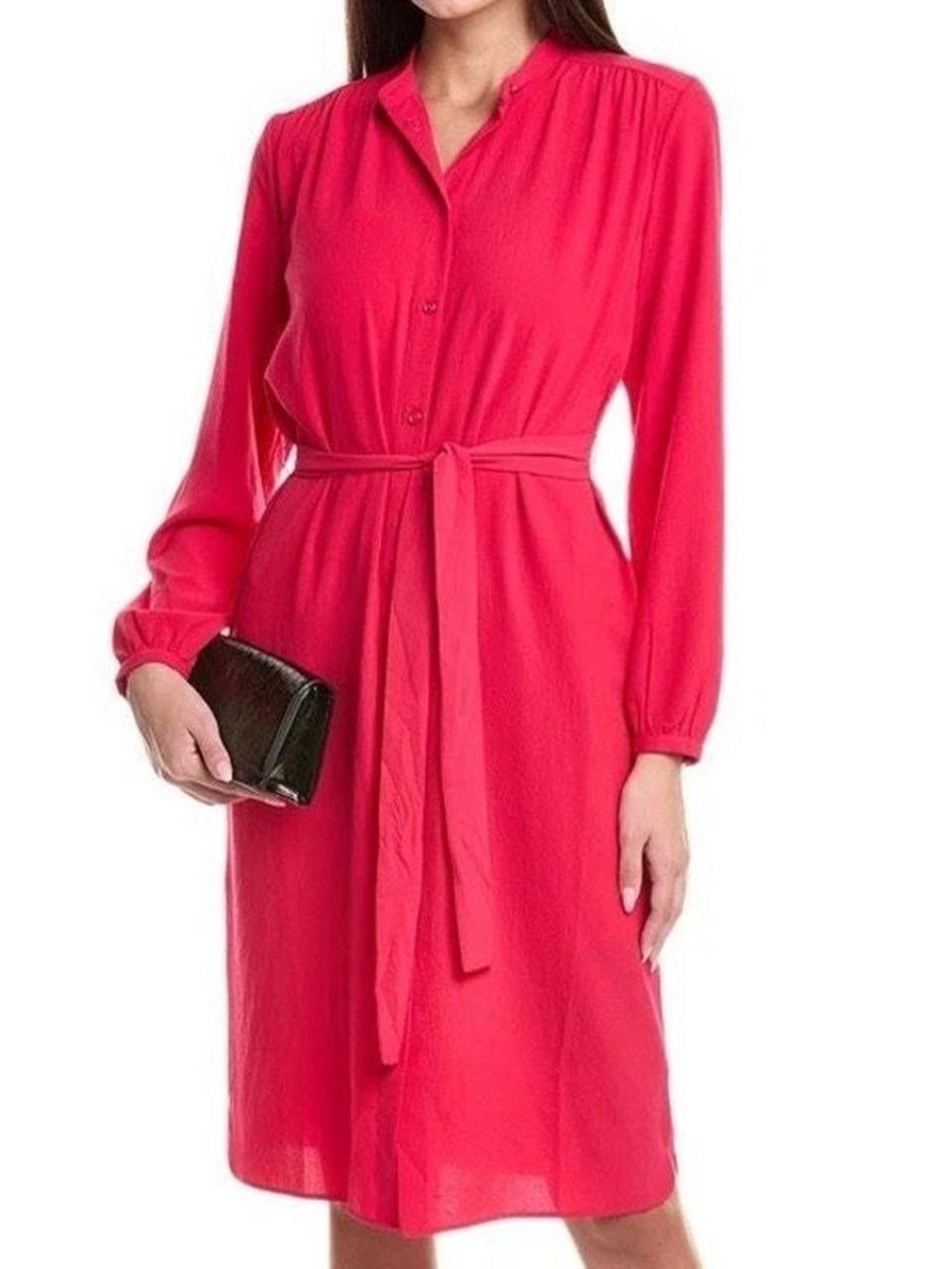 Boss Hugo Women's Fushia Button-Front Shirt Dress with Waist Tie